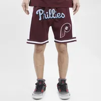Pro Standard Mens Pro Standard Phillies Chrome Fleece Shorts - Mens Maroon/White Size S
