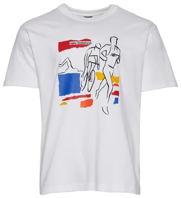 New Balance Mens Athletics Graphic Triangle T-Shirt - Multi/White