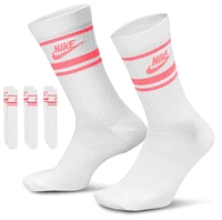 Nike Womens Everyday Essential 3 Pack Crew Socks - White/Hot Punch