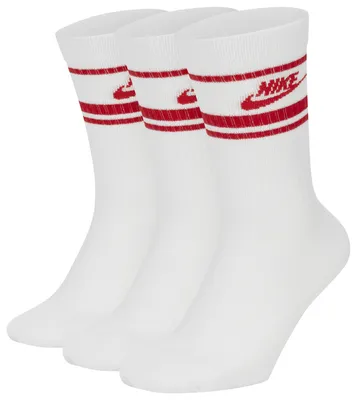 Nike Mens Nike 3 Pack Futura Logo Crew Socks - Mens White/University Red Size L
