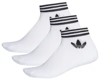 adidas Originals Mens adidas Originals 3 Pack Quarter Socks - Mens Black/White Size L