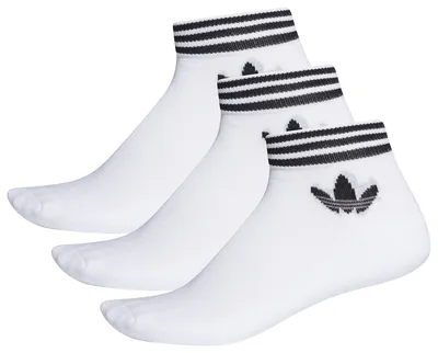 adidas Mens adidas 3 Pack Quarter Socks - Mens White/Black Size L