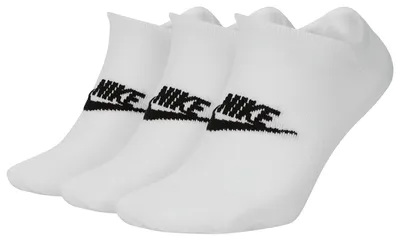Nike Mens Nike 3 Pack No Show Socks - Mens White/Black Size L