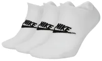 Nike Mens Nike 3 Pack No Show Socks - Mens White/Black Size L