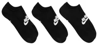 Nike Mens Nike 3 Pack No Show Socks - Mens Black/White Size L