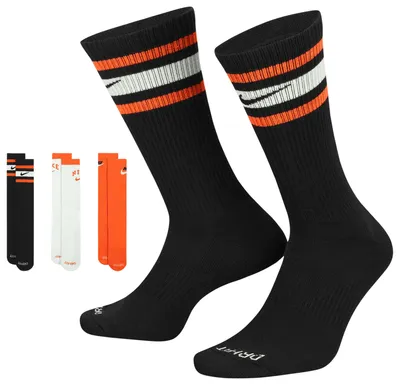 Nike Everyday Plus Cushion 3 Pair Crew Socks White/Black/Orange