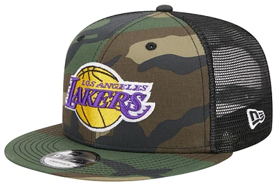 New Era Mens Los Angeles Lakers New Era Lakers Trucker Cap - Mens Woodland Camo