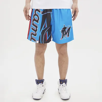 Pro Standard Mens Pro Standard Marlins Mash Woven Shorts - Mens Blue Size L