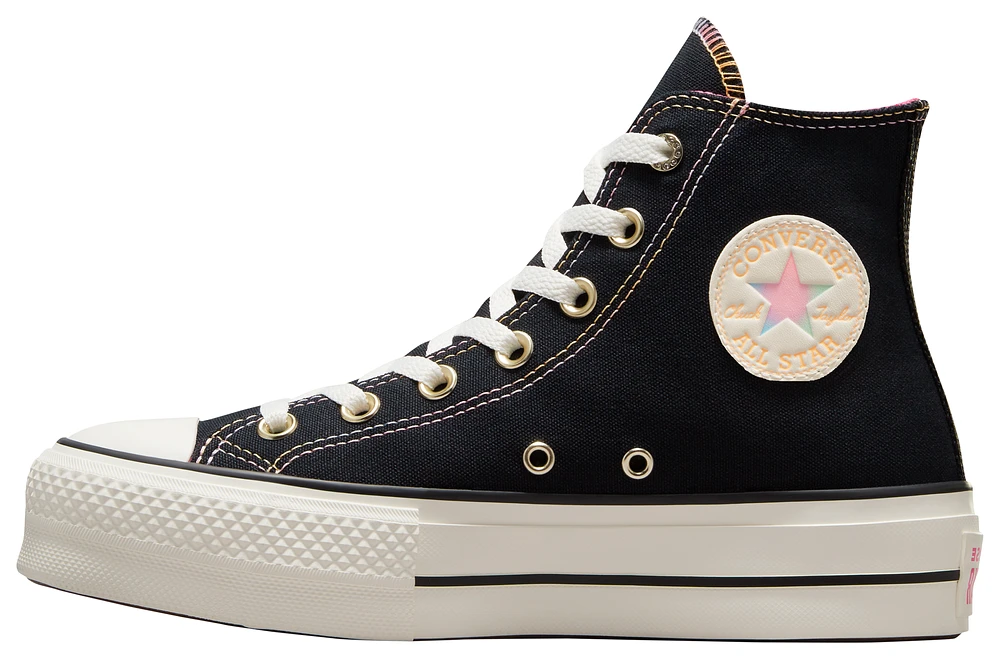 Converse Womens Glazed Chrome Chuck Taylor All Star Lift - Shoes Black/Astral Pink/Peach Beam