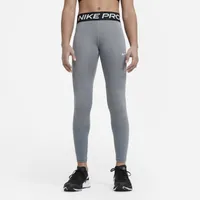 Nike Girls Nike Pro Tights - Girls' Grade School Carbon Heather/White Size M