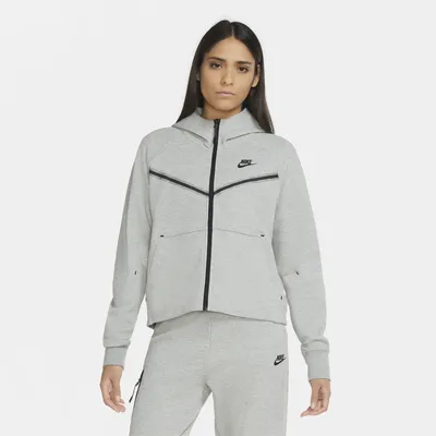 Nike Womens Nike Plus Tech Fleece Hoodie - Womens Grey/Black Size 1X