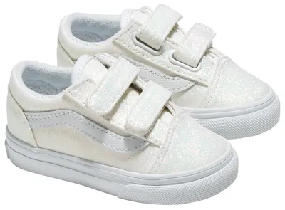 Vans Girls Old Skool - Girls' Toddler Shoes White/White/Silver