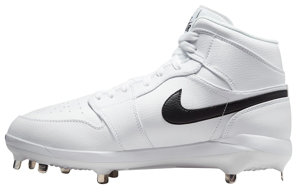 Jordan Mens Retro 1 Metal - Baseball Shoes White/Black/White
