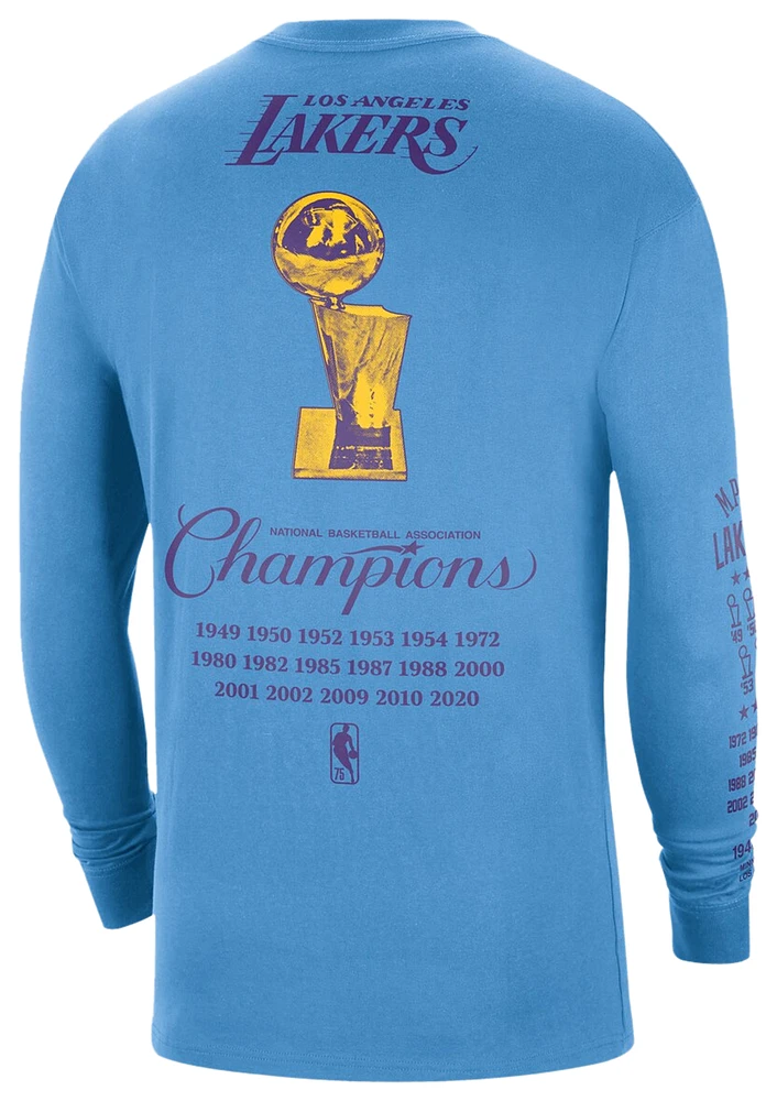 Nike Mens Lakers CE Courtside Moments LS T-Shirt - Powder Blue