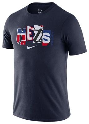 Nike Mens Nets City Edition Essential Collage T-Shirt - Navy