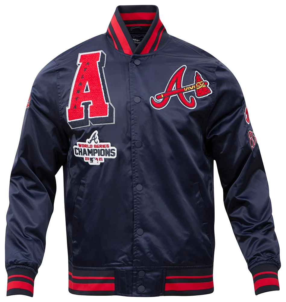 MLB Mash Up Atlanta Braves Navy and White Varsity Jacket - Jackets