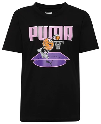 PUMA Boys PUMA Ball Court Graphic T-Shirt - Boys' Grade School Black/Pink Size L