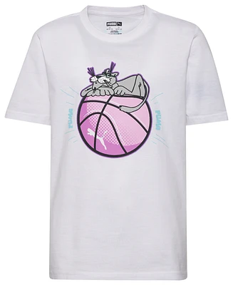 PUMA Boys PUMA Sitting Ball Graphic T-Shirt - Boys' Grade School Pink/White Size L