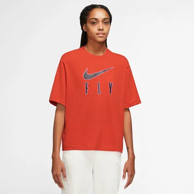 Nike Womens Nike Swoosh Fly Boxy T-Shirt - Womens Picante Red Size XS
