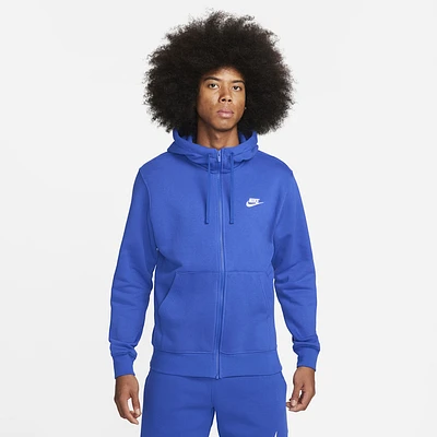 Nike Mens Nike Club Full-Zip Hoodie - Mens Game Royal/Game Royal/White Size S