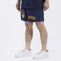 Pro Standard Mens Milwaukee Brewers Dbl Logo Woven Short - Navy/Navy