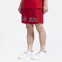 Pro Standard Mens Atlanta Braves Dbl Logo Woven Short - Red/Red