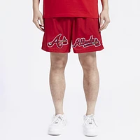 Pro Standard Mens Atlanta Braves Dbl Logo Woven Short - Red/Red