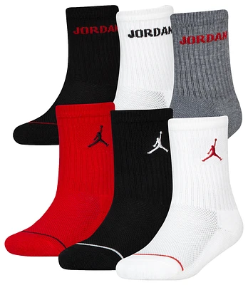 Jordan Boys Legend Crew Socks 6-Pack - Boys' Grade School Black/Red/White