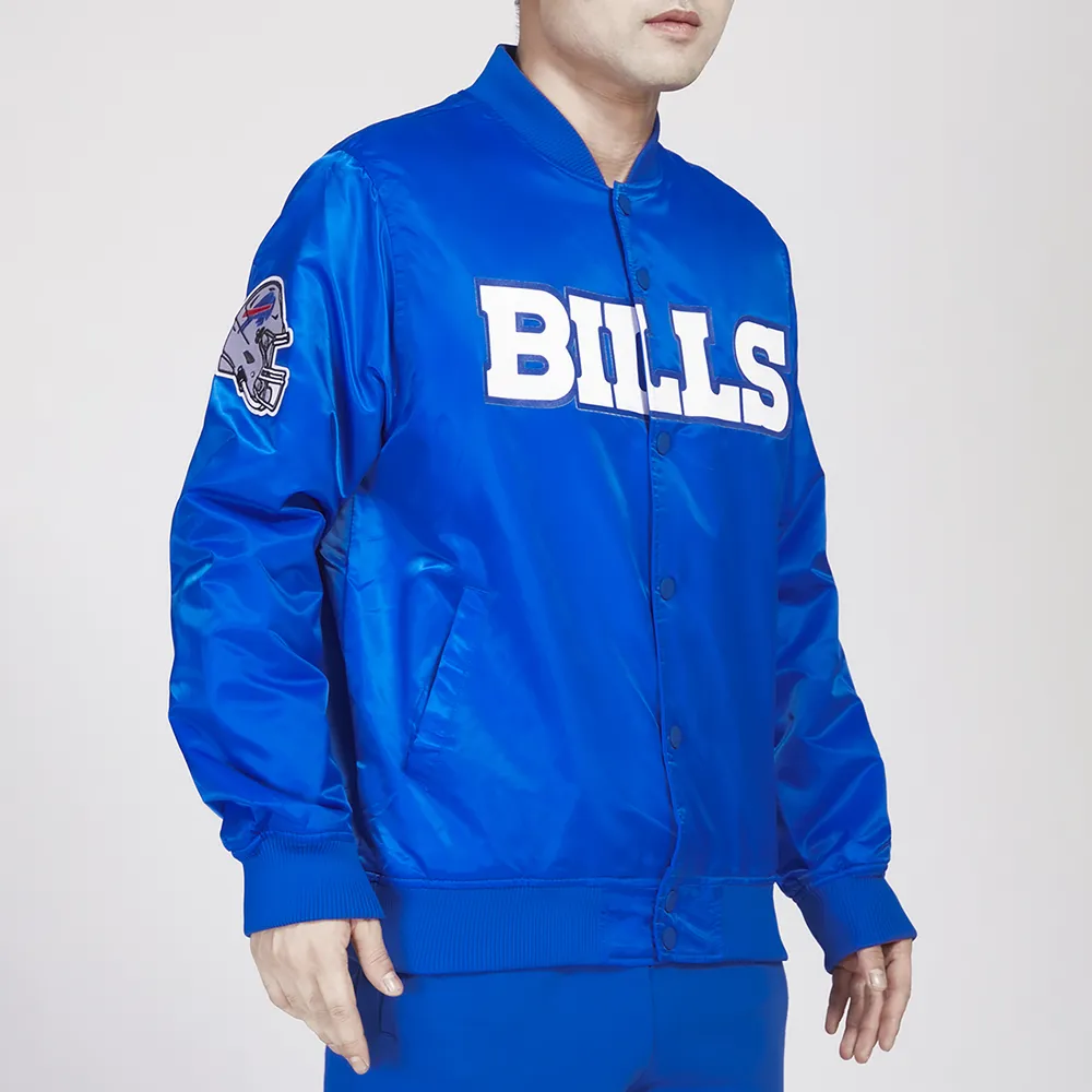 Pro Standard Mens Bills Big Logo Satin Jacket - Blue