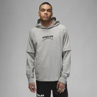 Jordan Mens Jordan Dri-FIT Sport Fleece GFX Pullover 23 - Mens White/White/Dark Grey Heather Size S