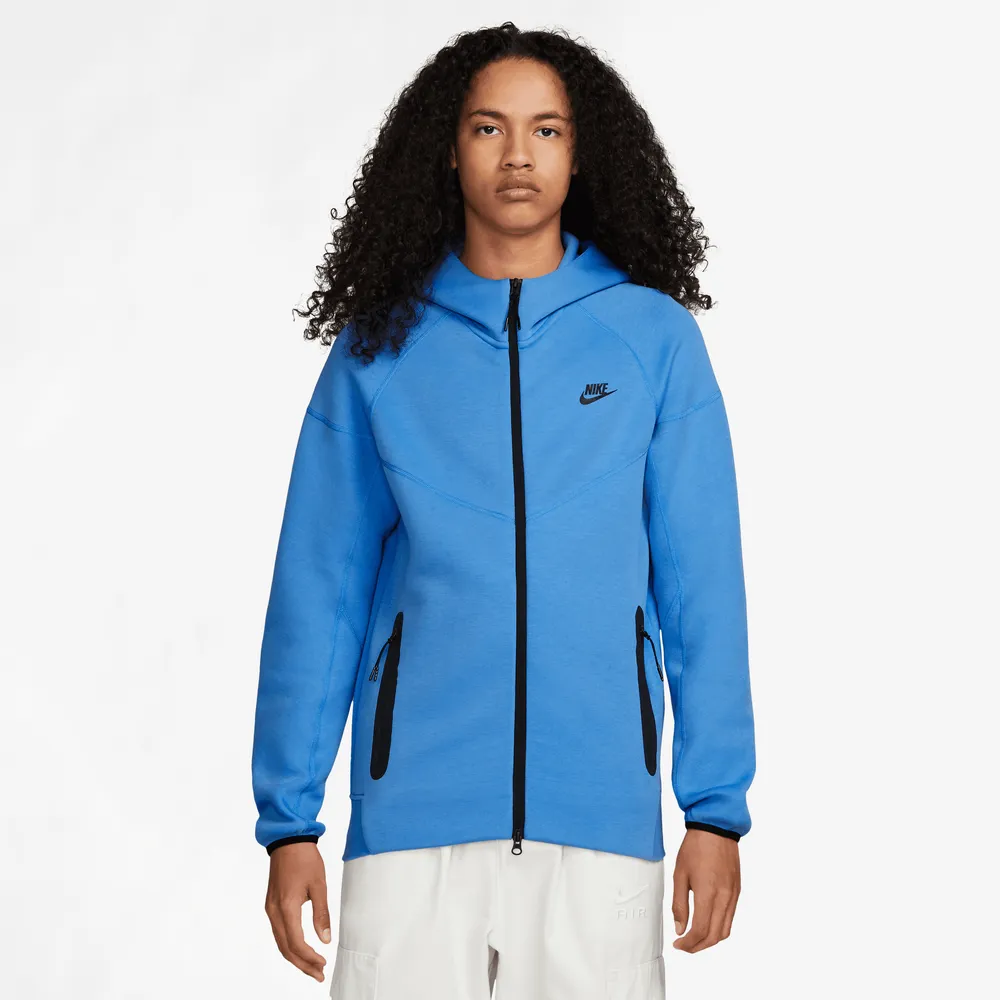 Nike Mens Nike Tech Fleece Full-Zip Hoodie - Mens Light Photo Blue/Black Size XL