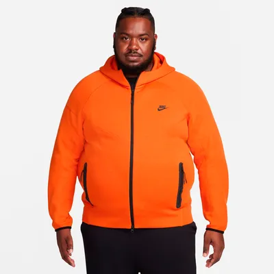 Nike Mens Nike Tech Fleece Full-Zip Hoodie - Mens Black/Orange Size XXL