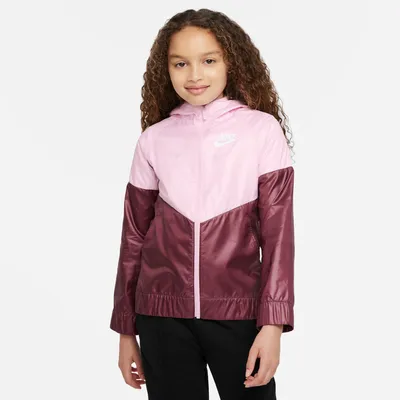 Nike Girls Windrunner Jacket - Girls' Grade School White/Dark Beetroot/Pink Foam