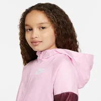 Nike Girls Windrunner Jacket - Girls' Grade School White/Dark Beetroot/Pink Foam