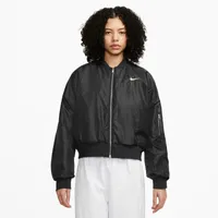 Nike Womens Nike NSW Faux Fur Bomber - Womens Black/Coconut Size L