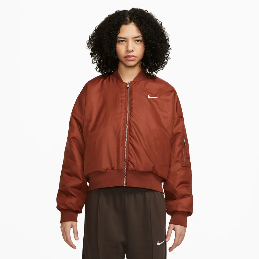 Nike Womens Nike NSW Faux Fur Bomber - Womens Guava/Orange Size M