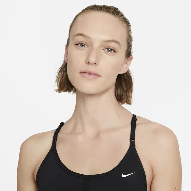 Nike Womens Air Dri-FIT Swoosh Mock Zip Bra - Black/White