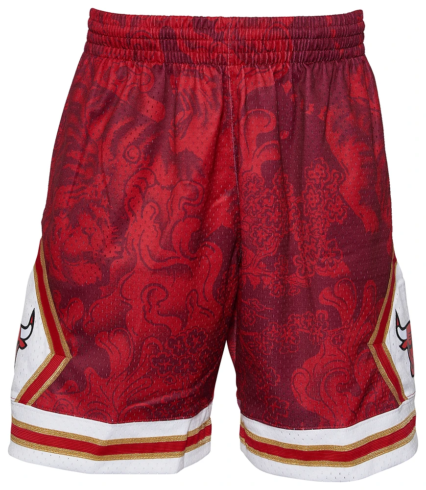 Mitchell & Ness Mens Mitchell & Ness Bulls CNY Shorts - Mens Scarlet/Gold Size S