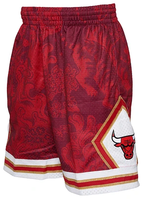 Mitchell & Ness Mens Mitchell & Ness Bulls CNY Shorts - Mens Scarlet/Gold Size S