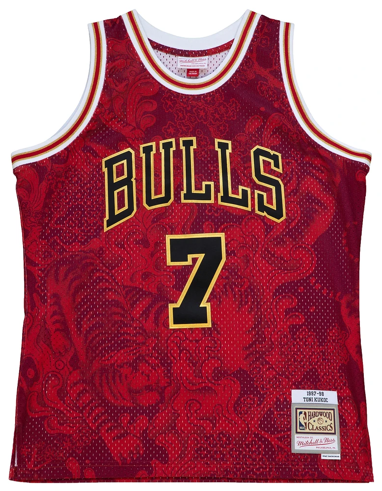 Mitchell & Ness Mens Mitchell & Ness Bulls CNY Jersey - Mens Red/Gold Size S