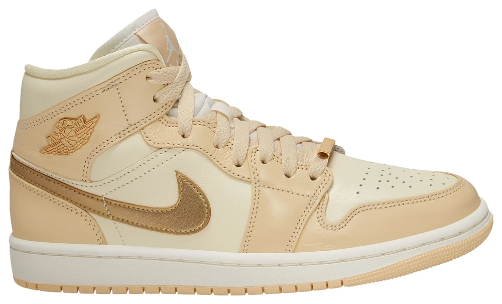 Jordan Womens AJ 1 Mid SE - Basketball Shoes Beige/Gold/White