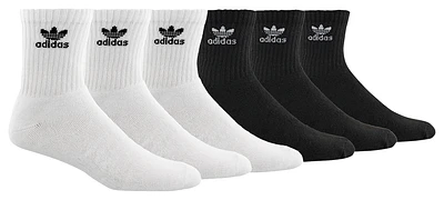 adidas Originals Mens Trefoil Cushioned Quarter Socks 6-Pack - Black/White