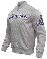 Pro Standard Mens Ravens Big Logo Satin Jacket - Silver