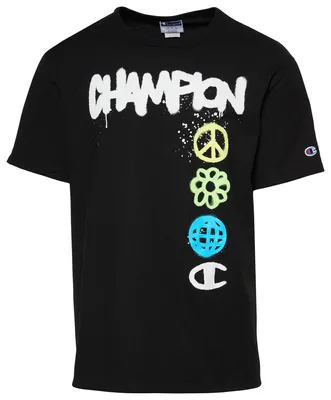 Champion Mens Champion Spray Paint T-Shirt - Mens White/Black Size XL