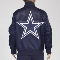 Pro Standard Mens Cowboys Big Logo Satin Jacket - Blue