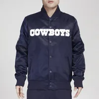 Pro Standard Mens Cowboys Big Logo Satin Jacket - Blue