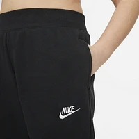Nike Girls Nike LBR Club Fleece Pants - Girls' Grade School Black/White Size S
