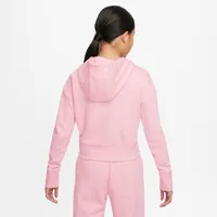 Nike Girls HBR Crop Fit Hoddie - Girls' Grade School Pink/White