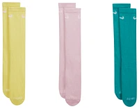 Nike Mens Nike Everyday Plus Lightweight 3 Pack Crew Socks - Mens Pink/Teal/Yellow Size S