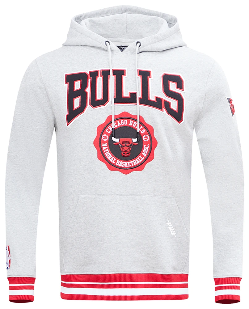 Pro Standard Mens Bulls Crest Emblem Fleece P/O Hoodie - Gray